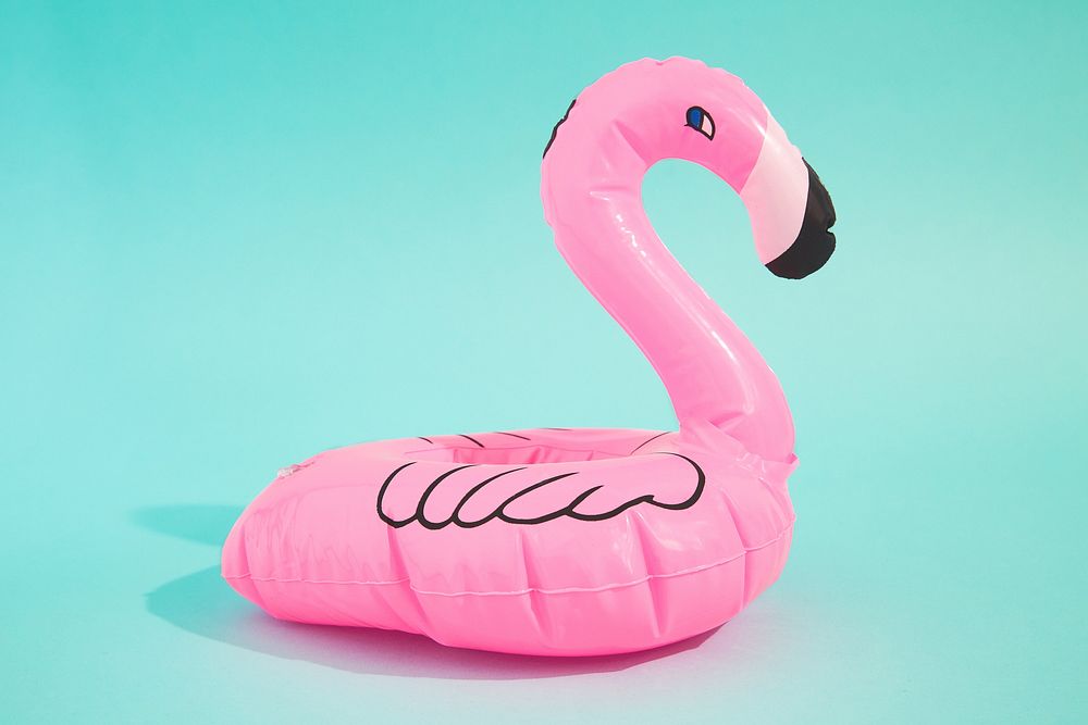 Blow up flamingo drink holder for pool.