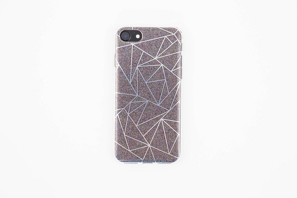 iPhone 7 silver glitter pattern case