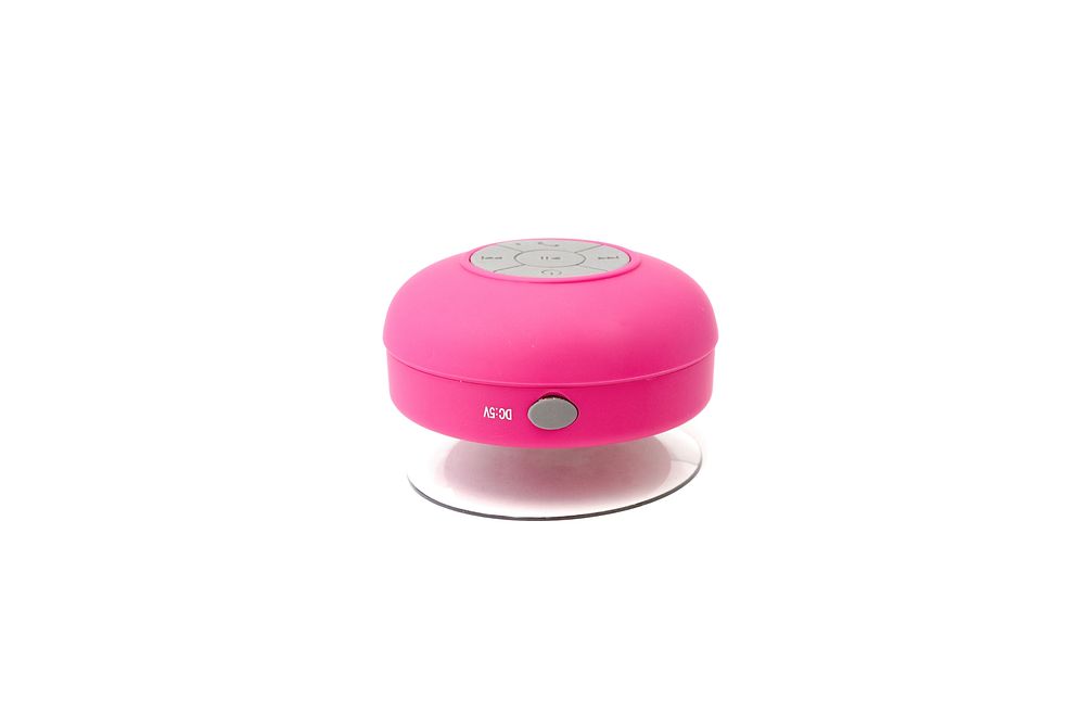 Pink waterproof iPhone speaker.
