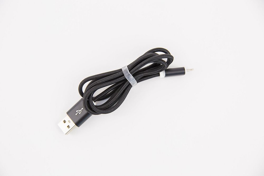 Black iPhone charging cable.