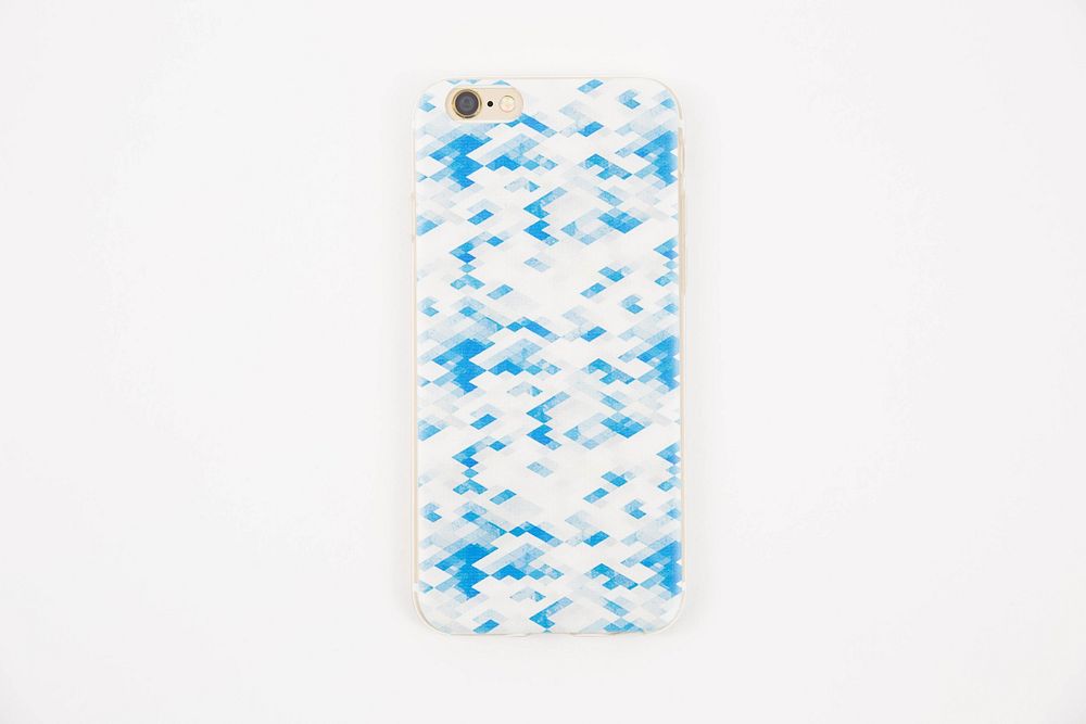 Blue, grey and white pattern iPhone case