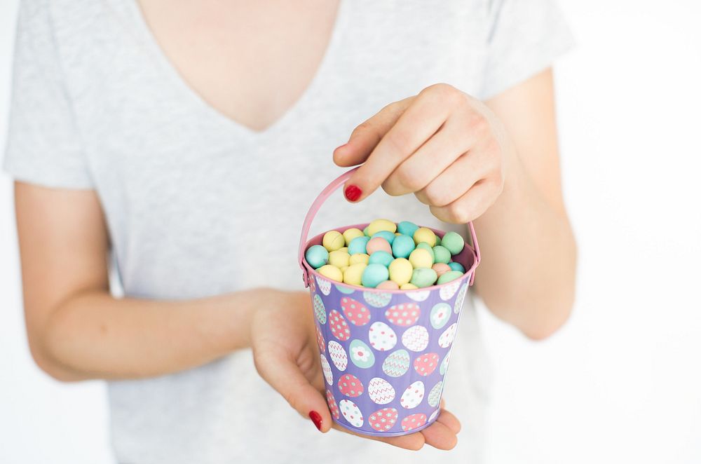 Easter egg hunt candy bucket.