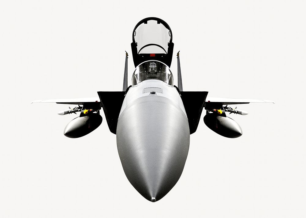 Weaponry military aircraft isolated image on white