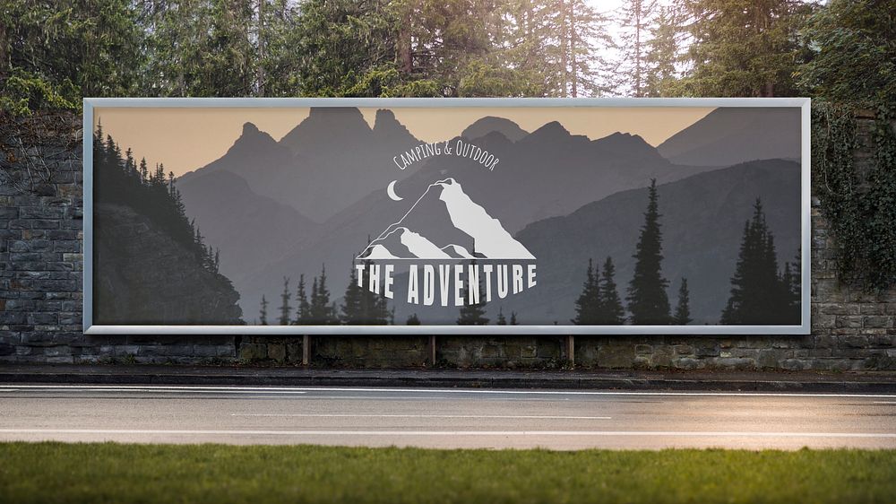 Roadside billboard mockup, editable design psd