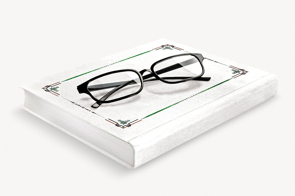 Glasses and book, isolated object on white
