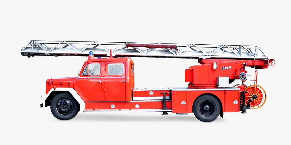 Red fire truck isolated object psd
