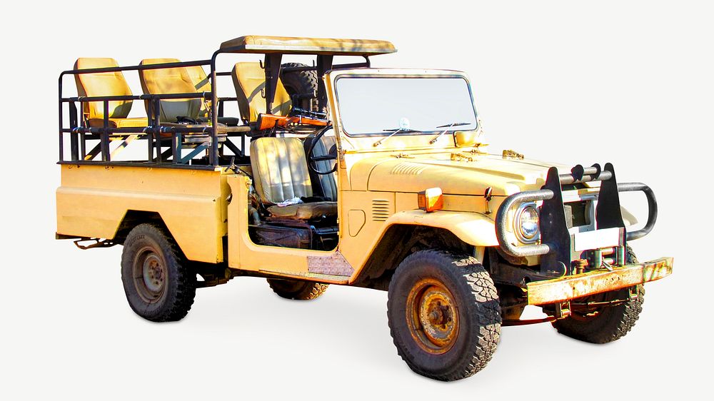 Yellow safari car isolated object psd