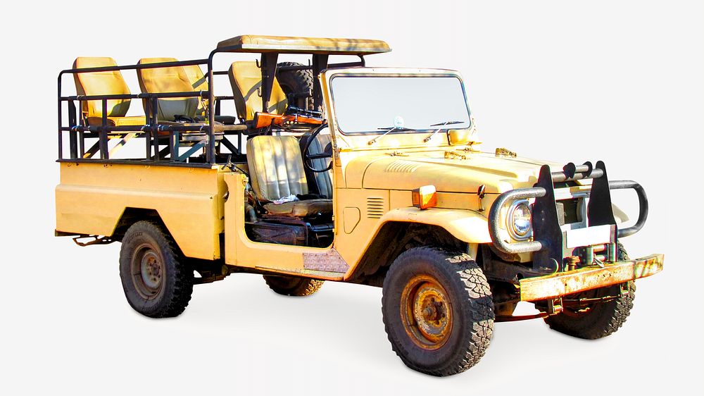 Yellow safari car, isolated object