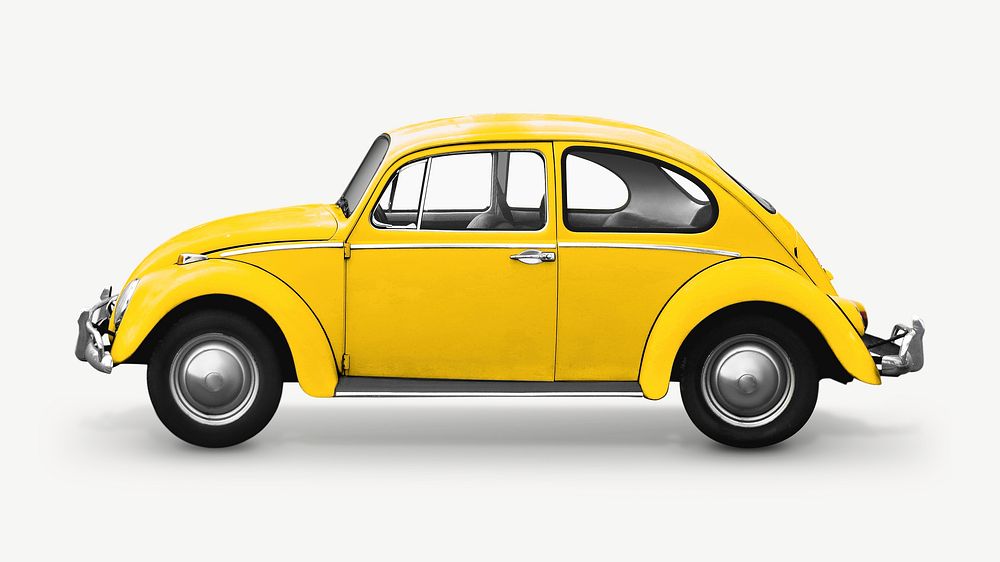 Yellow vintage car isolated object psd
