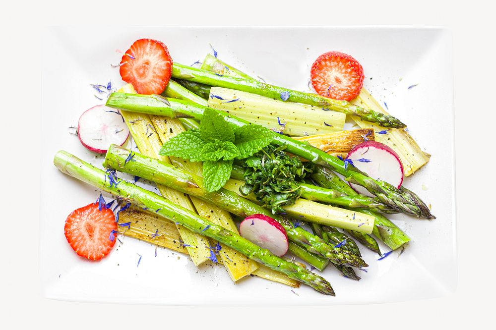 Cooked asparagus Salad Isolated image