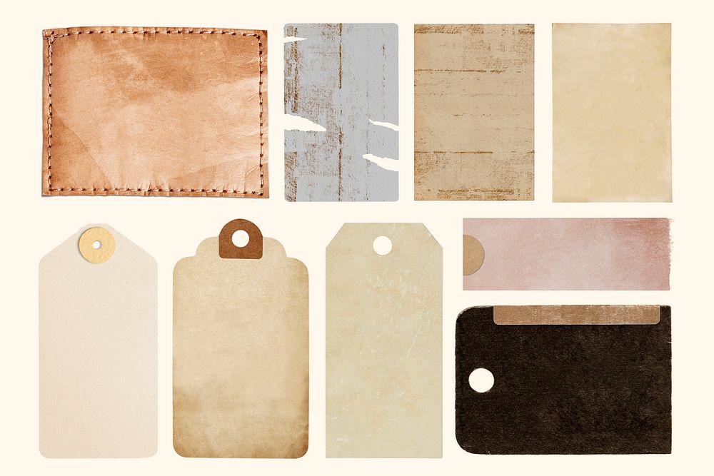 Aesthetic old paper card collection psd