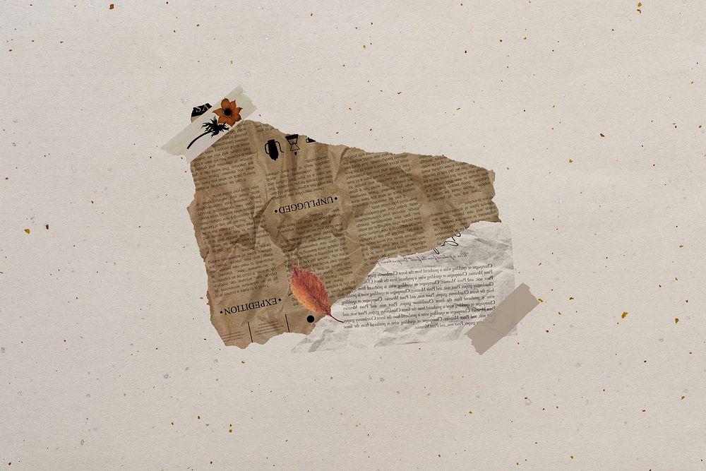 Aesthetic torn book paper collage art