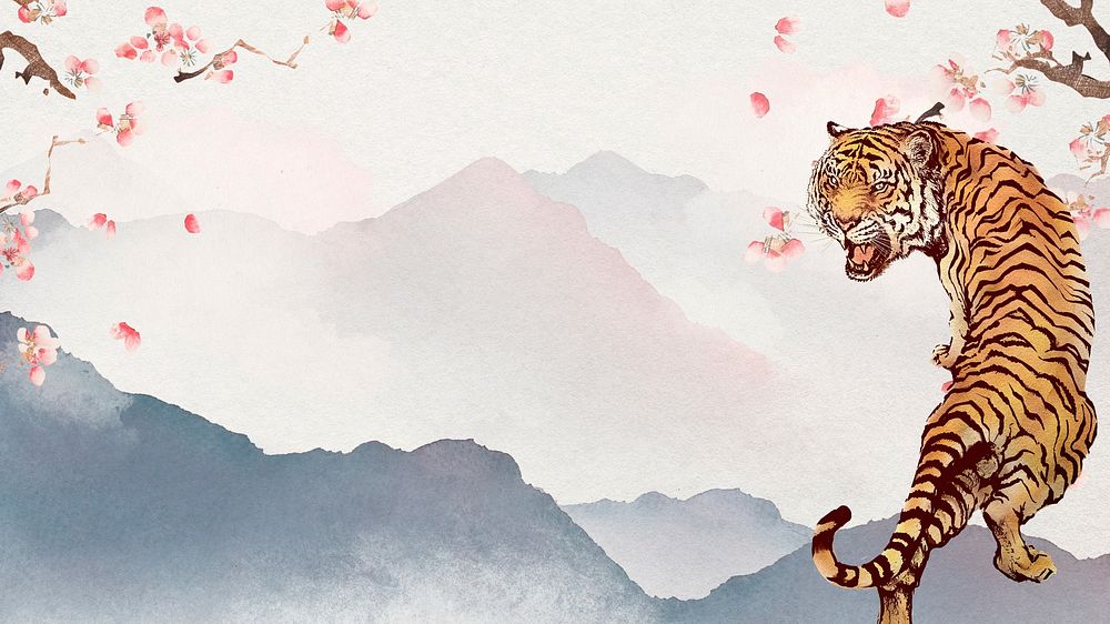 Tiger illustration, nature desktop wallpaper