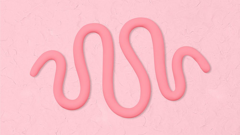 Pink squiggle shape clay collage element psd