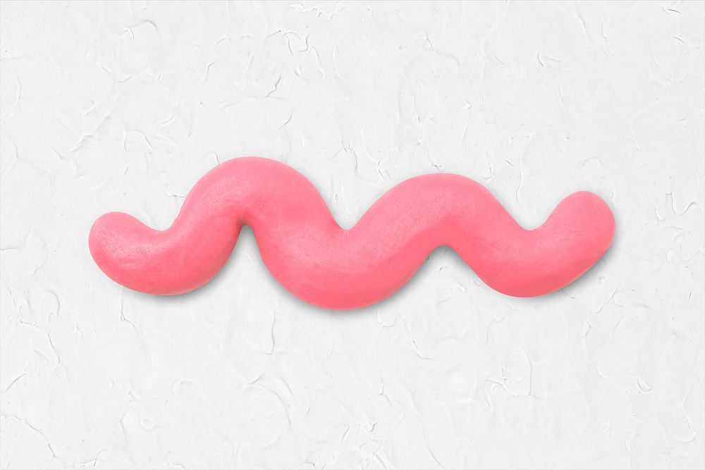 Pink clay textured squiggly shape collage element vector