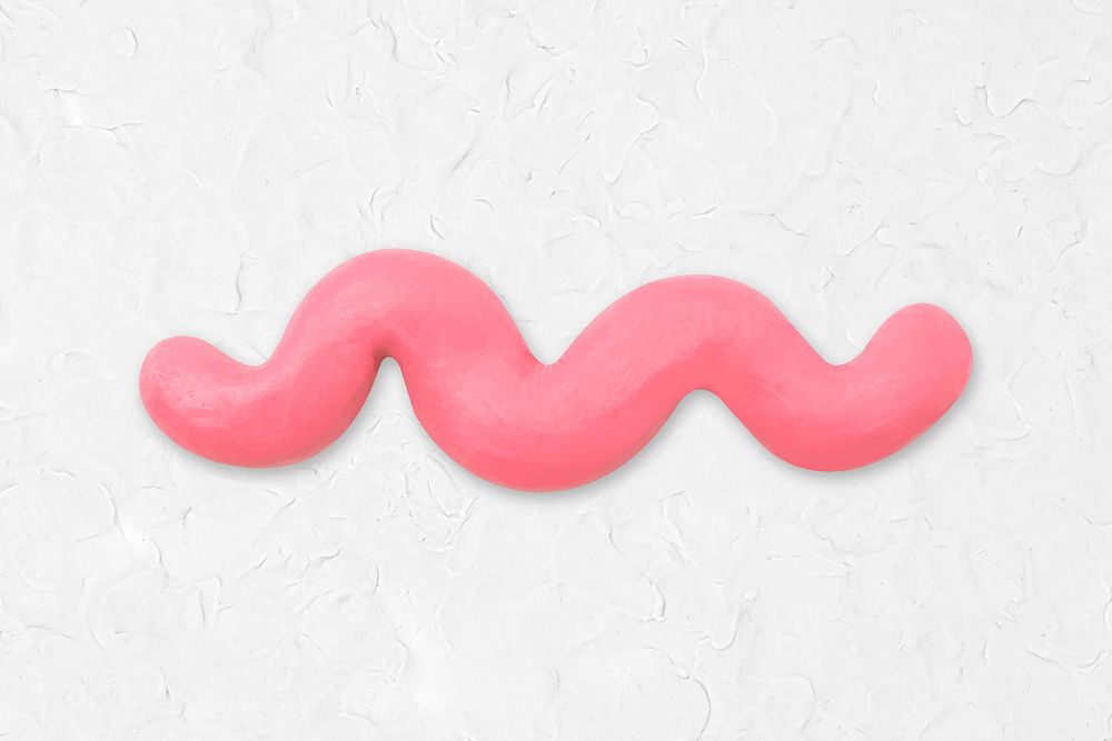 Pink squiggly shape clay textured collage element vector