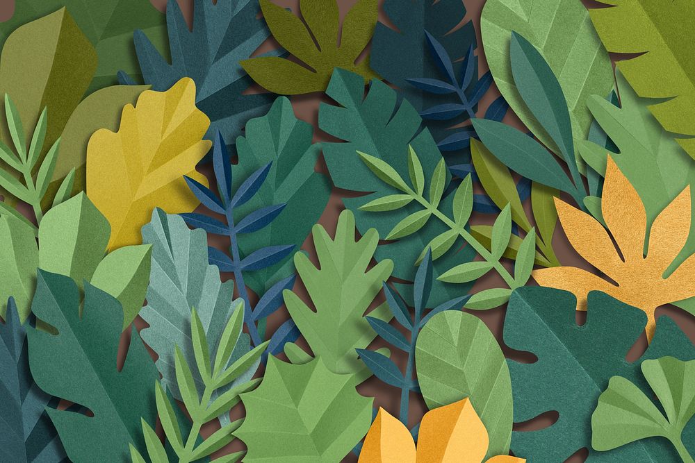 Green paper craft leaf background