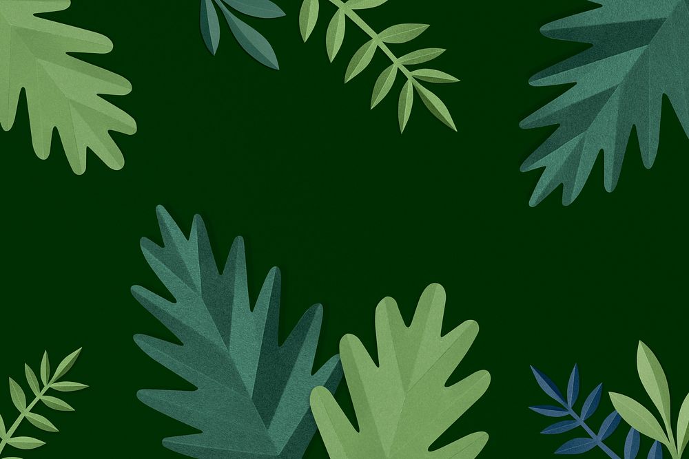 Green paper craft leaf background