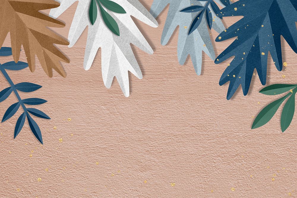 Brown paper craft leaf border background