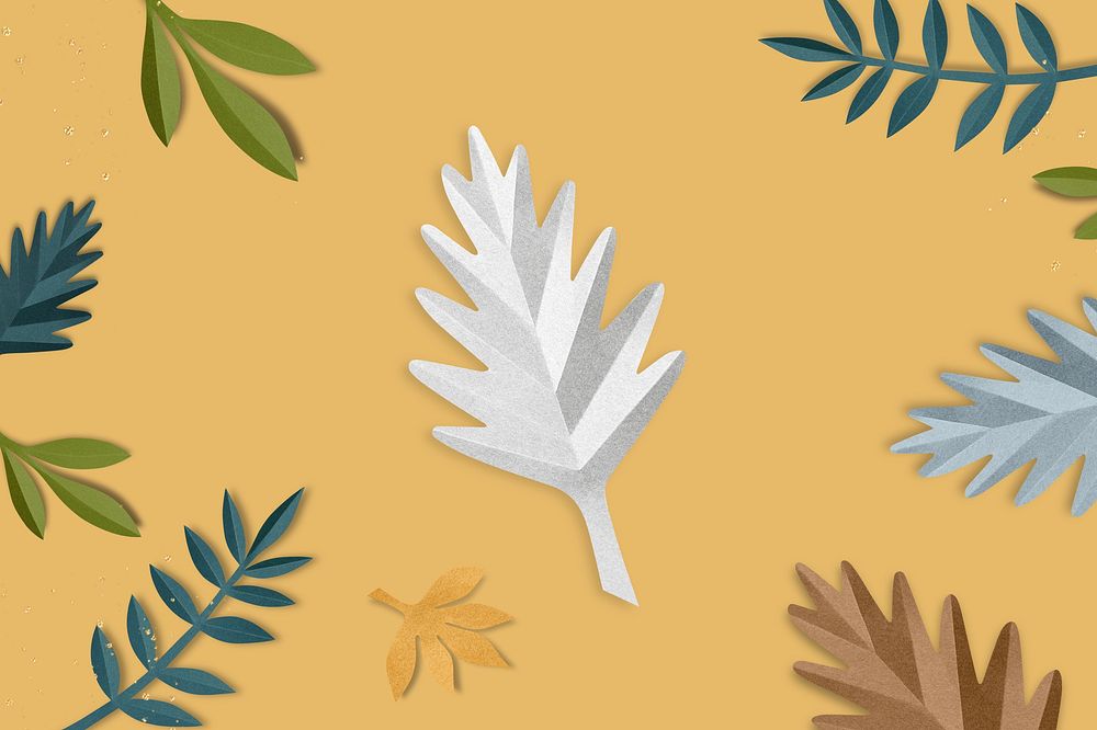 Beige paper craft leaf background