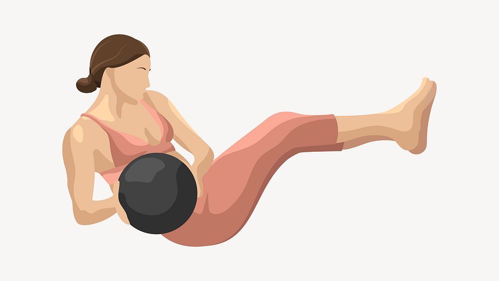 Woman weight ball lifting vector