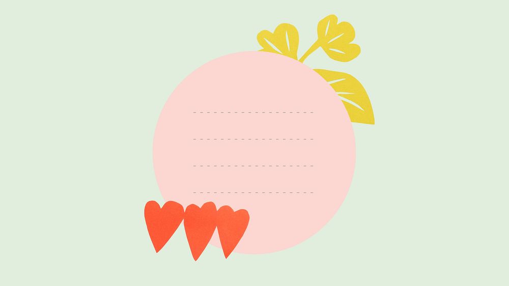 Colorful desktop wallpaper, pink circle memo pad on pastel green background
