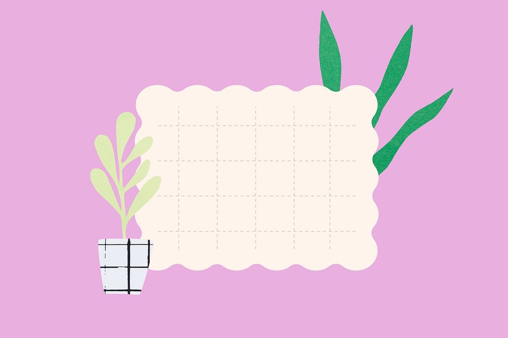 Grid note pad with plant illustration on colorful background