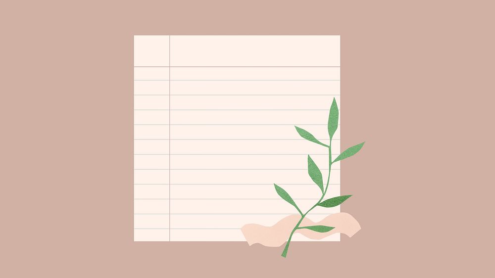 Minimal desktop wallpaper, white paper note, brown background