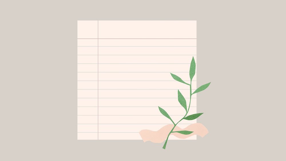 Earth tone desktop wallpaper, paper note with cute doodles on pastel background