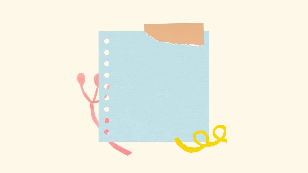 Cute desktop wallpaper, blue paper note, simple design