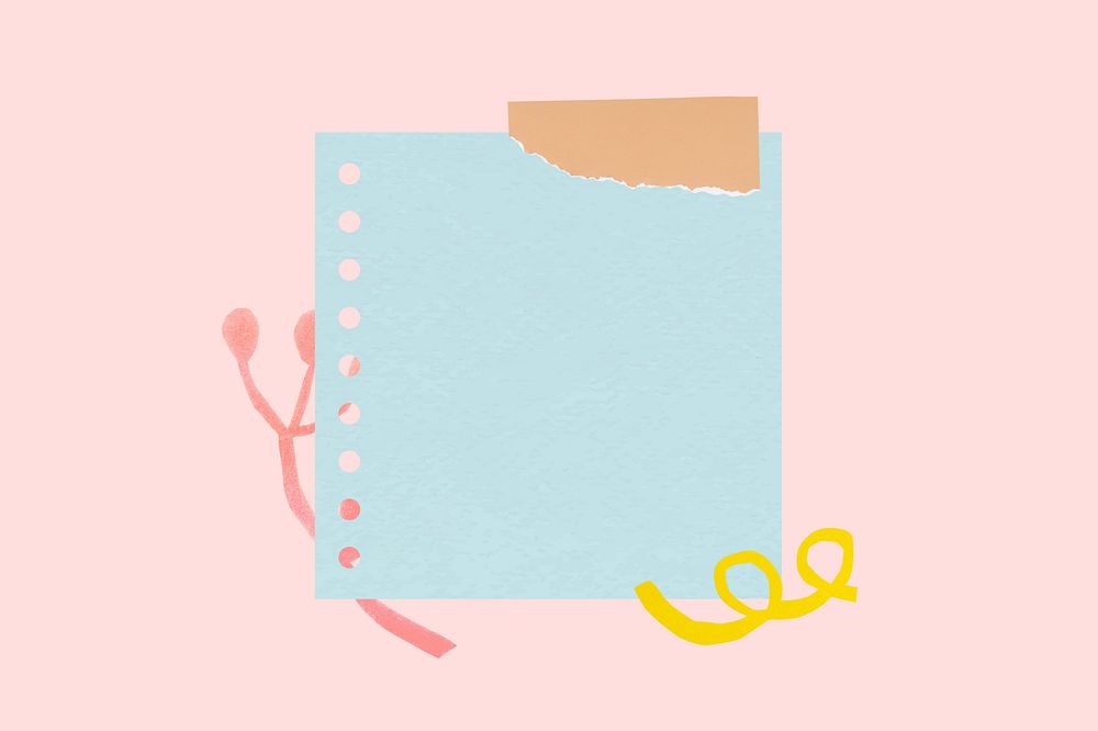 Note pad with cute plant doodles on simple pink background