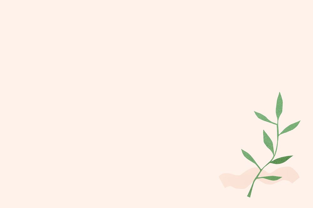 Cute plant doodles on simple pastel background