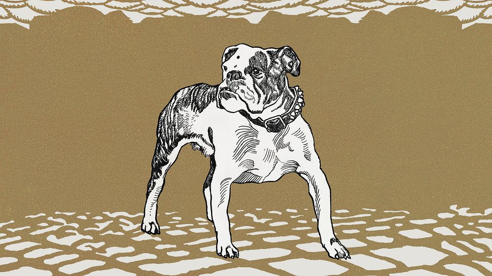 Pit-bull illustration, brown desktop wallpaper