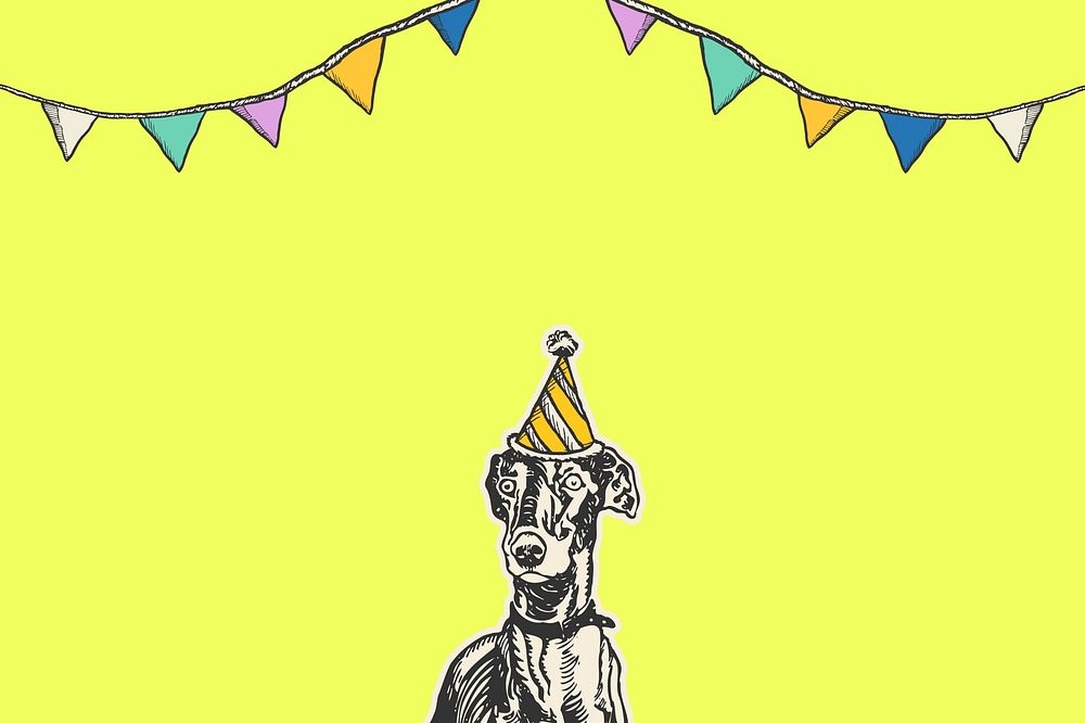 Greyhound birthday illustration background image