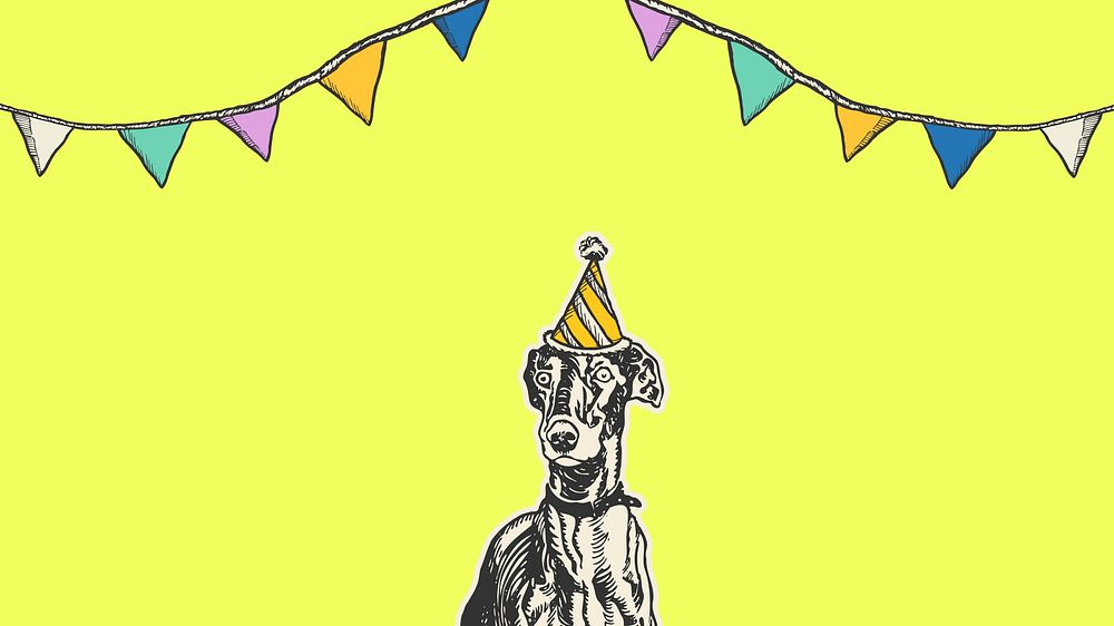 Greyhound birthday illustration desktop wallpaper