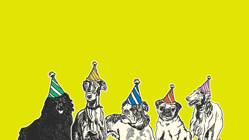 Dog birthday party desktop wallpaper