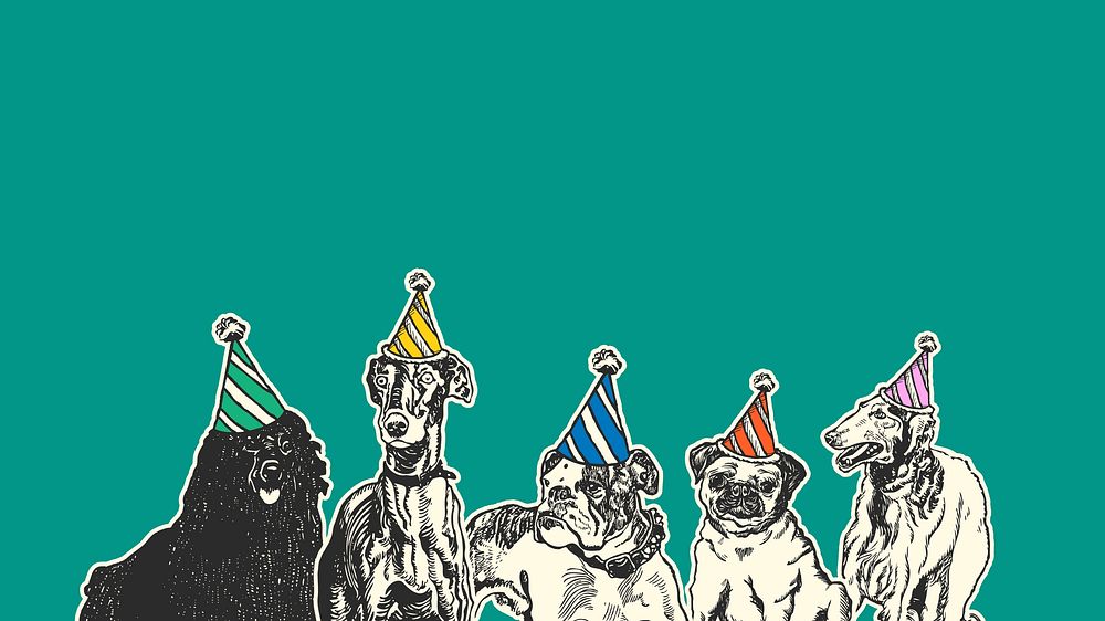 Dog birthday party desktop wallpaper