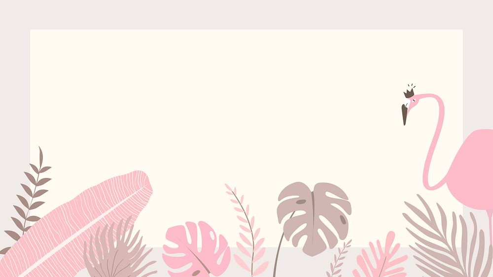 Tropical flamingo frame desktop wallpaper, beige design