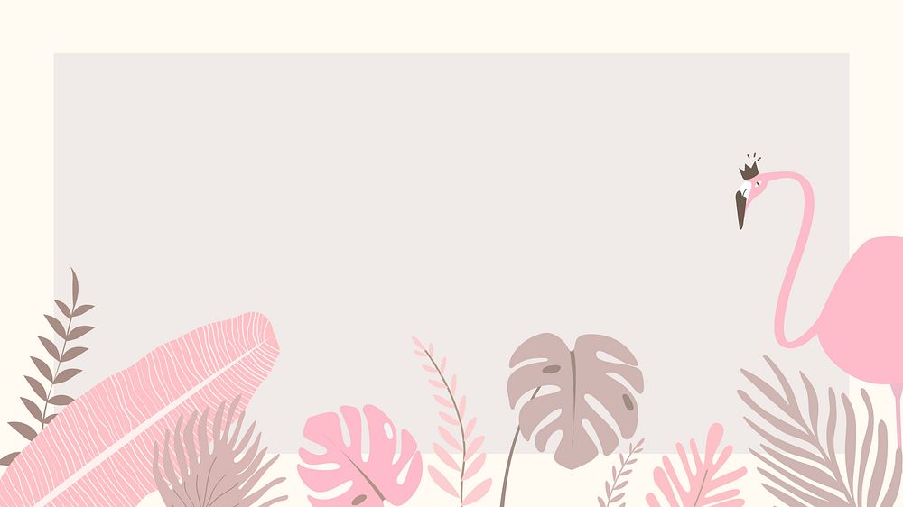 Tropical flamingo frame desktop wallpaper, beige design