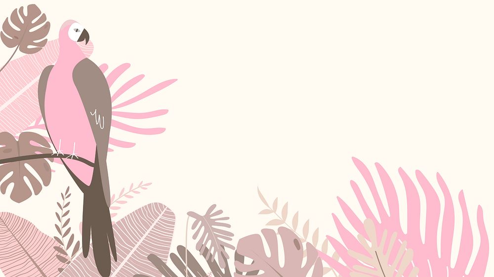 Pink tropical parrot desktop wallpaper, beige design