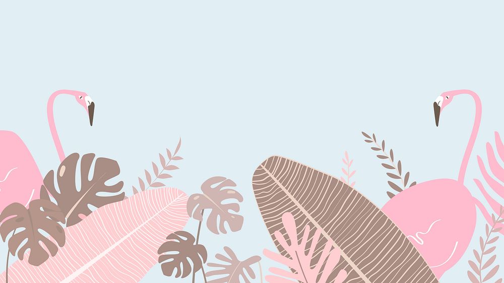 Pink tropical flamingo desktop wallpaper, blue design