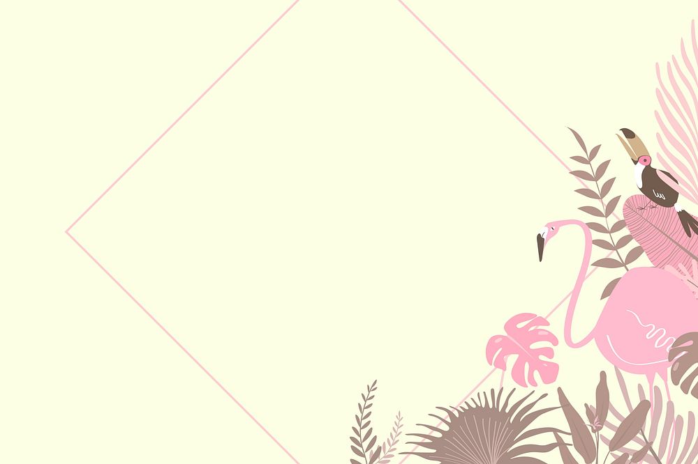 Summer tropical botanical frame background, cream design