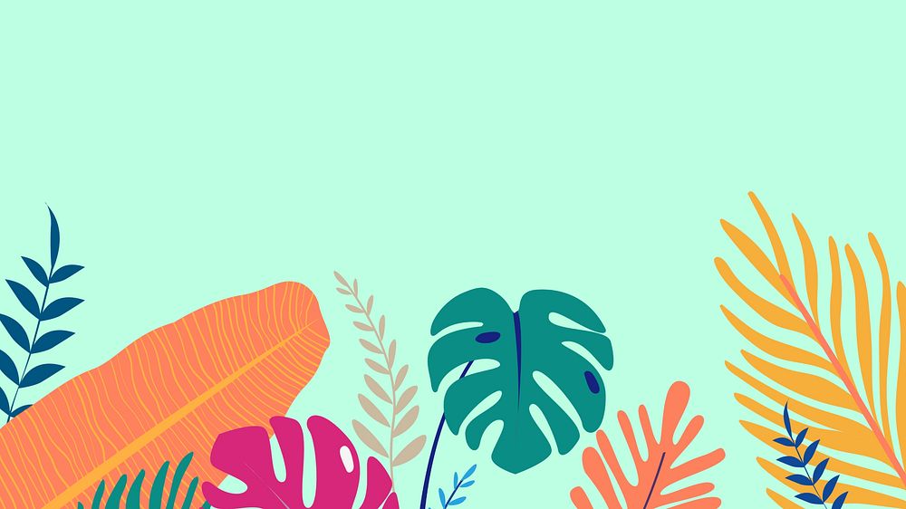 Colorful tropical leaf desktop wallpaper, green design