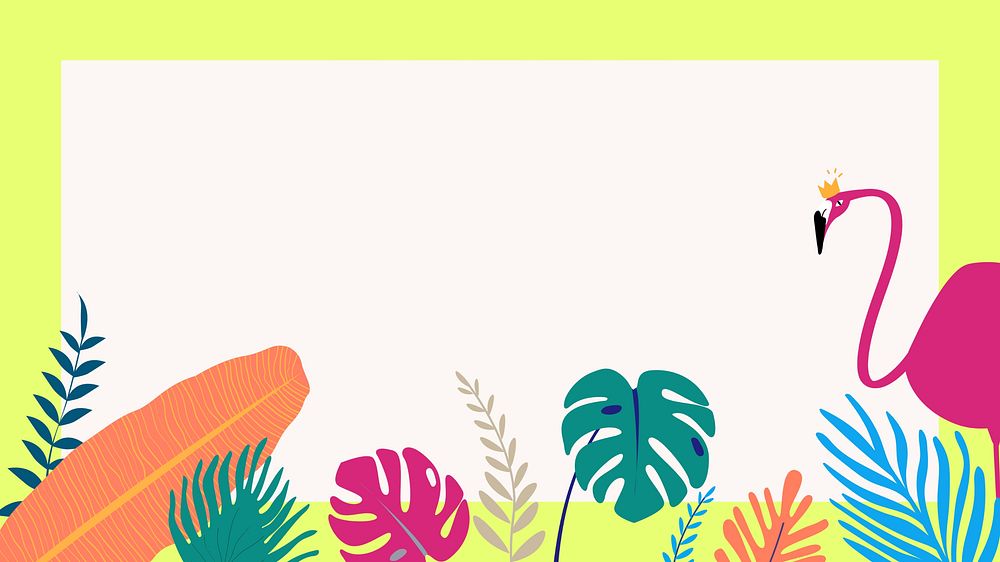 Tropical flamingo frame desktop wallpaper, green design