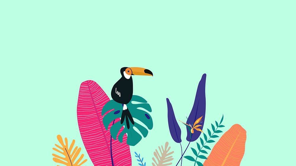 Colorful tropical bird desktop wallpaper green design