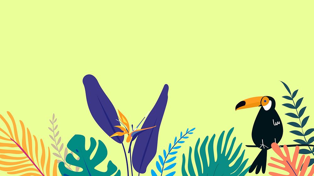 Colorful tropical summer desktop wallpaper, green design