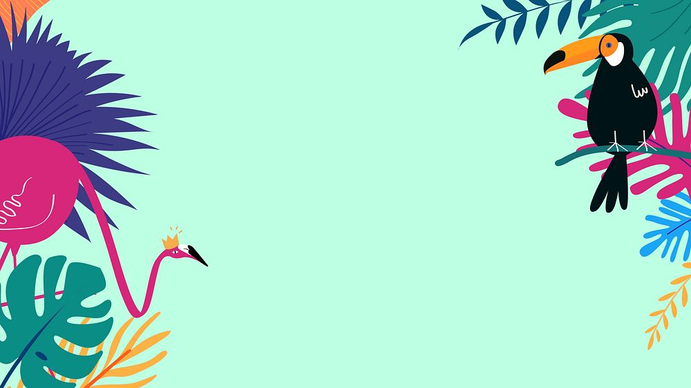 Colorful tropical bird desktop wallpaper, green design
