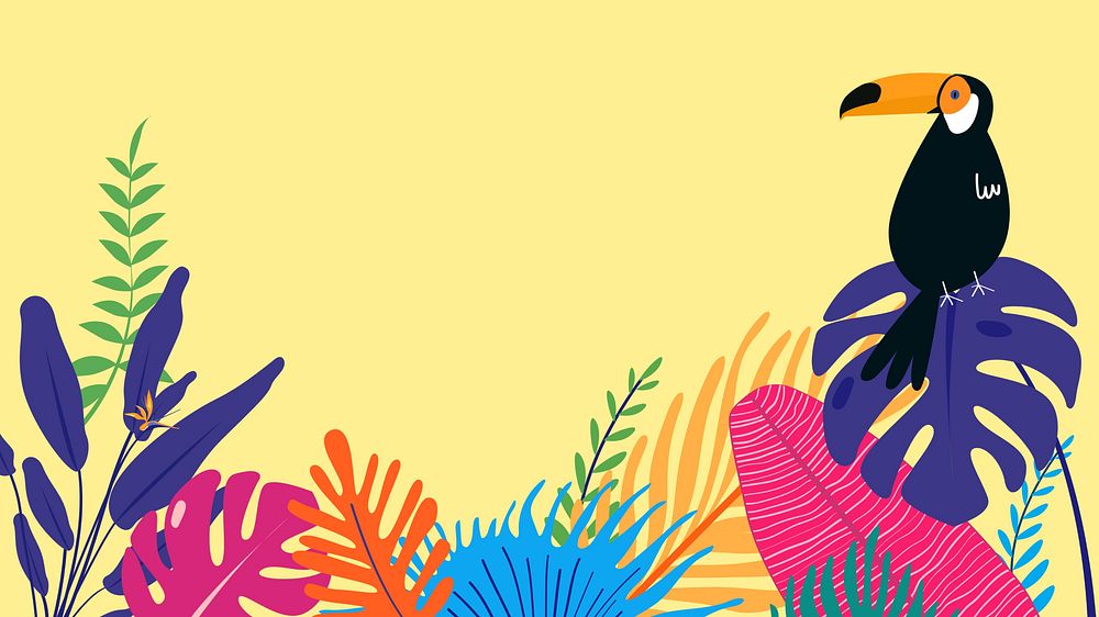 Colorful tropical bird desktop wallpaper, yellow design