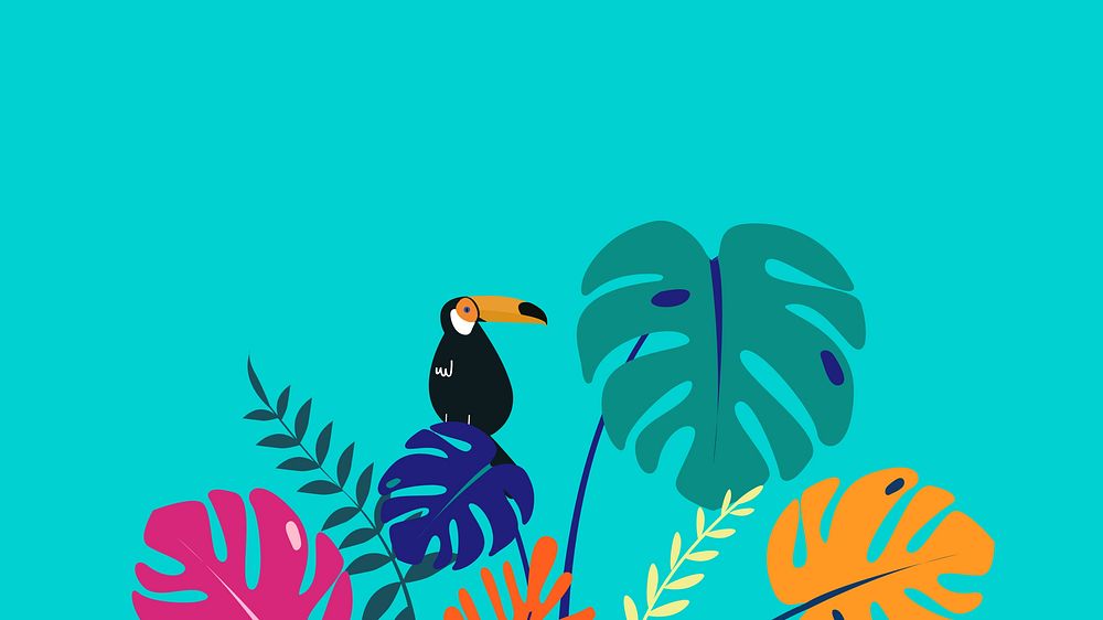 Colorful tropical bird desktop wallpaper, blue design