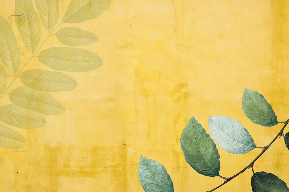 Leaf border yellow textured background